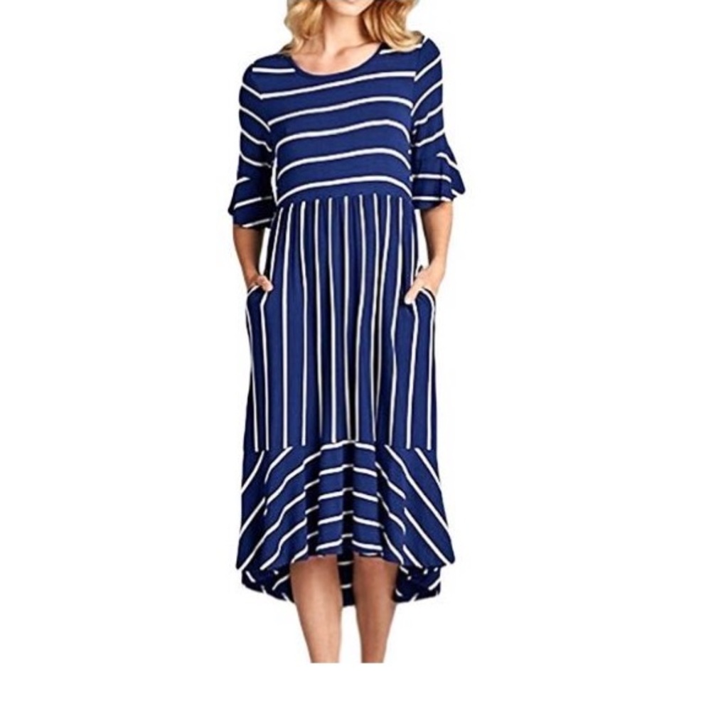 Blue striped dress
